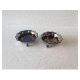 2 CARNIVAL GLASS FOOTED BOWLS