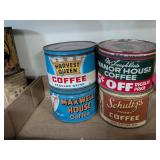 4 VINTAGE COFFEE ADVERTISING TINS