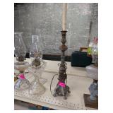 MID-CENTURY SOLID BRASS CANDLESTICK LAMP