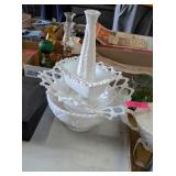 MILK GLASS BOWL, SERVING TRAY & MORE