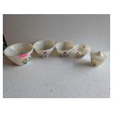 FIRE KING 5 PIECE MIXING BOWL SET & CANISTER