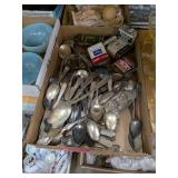 MIXED SILVERWARE & SMALL TINS