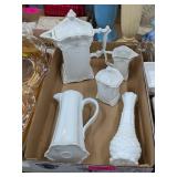 MILK GLASSE VASES & PITCHER SET