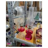2 GLASS OIL LANTERNS