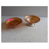 2 - CARNIVAL GLASS DECORATIVE BOWLS