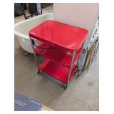 VINTAGE RED ROLLING CART