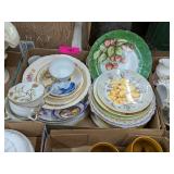 HAND-PAINTED PLATES, SAUCERS & TEA CUPS