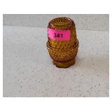 VINTAGE AMBER DIAMONDPOINT FAIRY LAMP