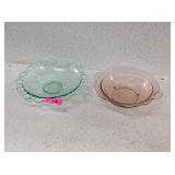 2 - GLASS SERVING DISHES - ONE DEPRESSION