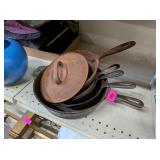 5 CAST IRON FRYING PANS