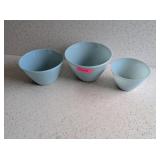 3 - FIRE KING VINTAGE BLUE MIXING BOWLS