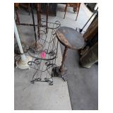 METAL DECOR SHELF & WOODEN PLANT STAND