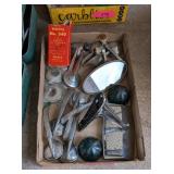 VINTAGE CAR MIRRORS AND WINDOW CRANKS