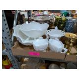MILK GLASS CANDY DISHES & SERVING BOWL