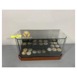 22 RMEF, DU, WU COLLECTABLE COINS IN DISPLAY CASE