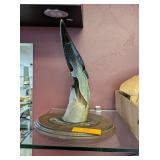 EAGLE CARVING FROM RAM HORN - 10.5' TALL
