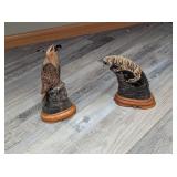 2 - HAWK & TIGER CARVED FROM HORN