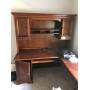 L shape desk with back and small cabinet