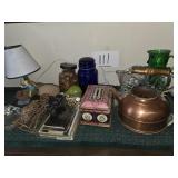 Lg Green Owl Pitcher/ Copper Top & Etc