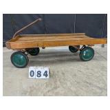 Wooden Pull Wagon w/ Metal & Rubber Wheels