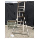 Wooden Orchard Ladder & Wicker Planter