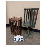 2 Wooden Plant Stands w/ Vertical Slats