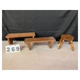 3 Wood Stools
