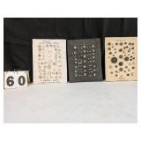 3 Snail Shell Pearl, Jewel & Glass Button Displays