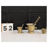 3 Assorted Size Brass Mortar & Pestles