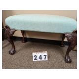 Upholstered Bench w/ Ball & Claw Feet