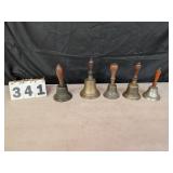 5 Hand Bells w/ Wooden Handles