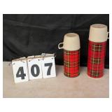 2 Plaid Thermoses