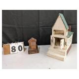 Homemade Wooden Church/School & Coin Bank