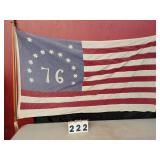 1976 Bicentennial American Flag on Wooden Pole