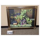 Framed Oil On Canvas Grape Painting
