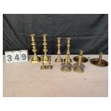 5 Pairs of Brass Candlestick Holders