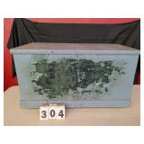 Painted Wooden Chest on Caster Base