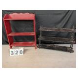 2 Wooden What Not Shelves