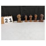 5 Hand Carved Wooden Pieces by J. Spence