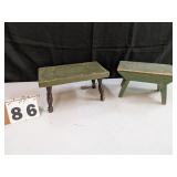 Green Painted Wooden Foot Stools