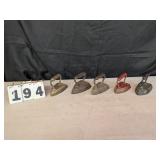 Group of 5 Cast Iron Sad Irons