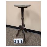 Round Stone Top Plant Stand on Wooden Base
