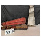 Unmarked Violin w/ Bow & Xylophone