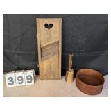 Primitive Cabbage Slicer, Masher, Pantry Box