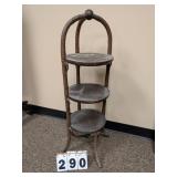 Wood & Wicker Plant Stand