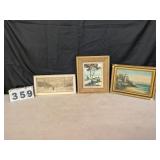 3 Oil on Board Canvas Paintings