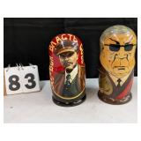 2 Vintage Russian Wooden Nesting Dolls