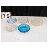 5 Assorted Glass Ash Trays