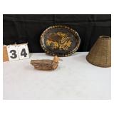 Beaded Lamp Shade, Wooden Duck, Tray