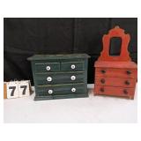 2 Painted Wooden Doll Dressers